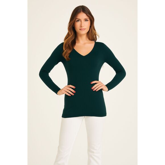 LOFT Sweaters - LOFT DARK GREEN V NECK THIN KNIT RIBBED CAREER CASUAL SWEATER SIZE: S NWT